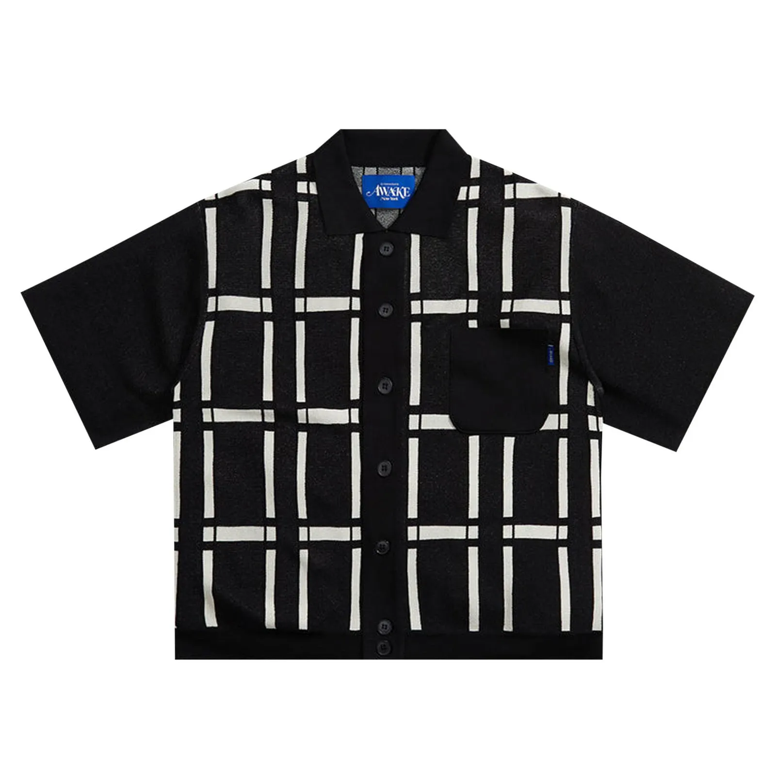 Awake NY Windowpane Short-Sleeve Cardigan