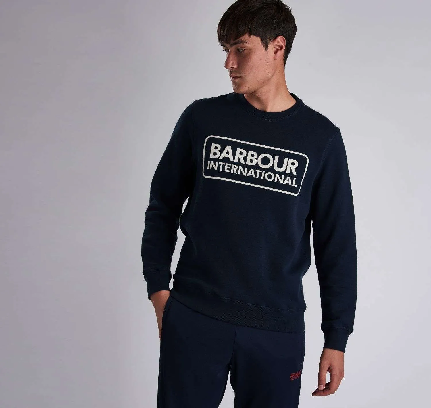 BARBOUR INTERNATIONAL LARGE LOGO SWEATSHIRT NAVY