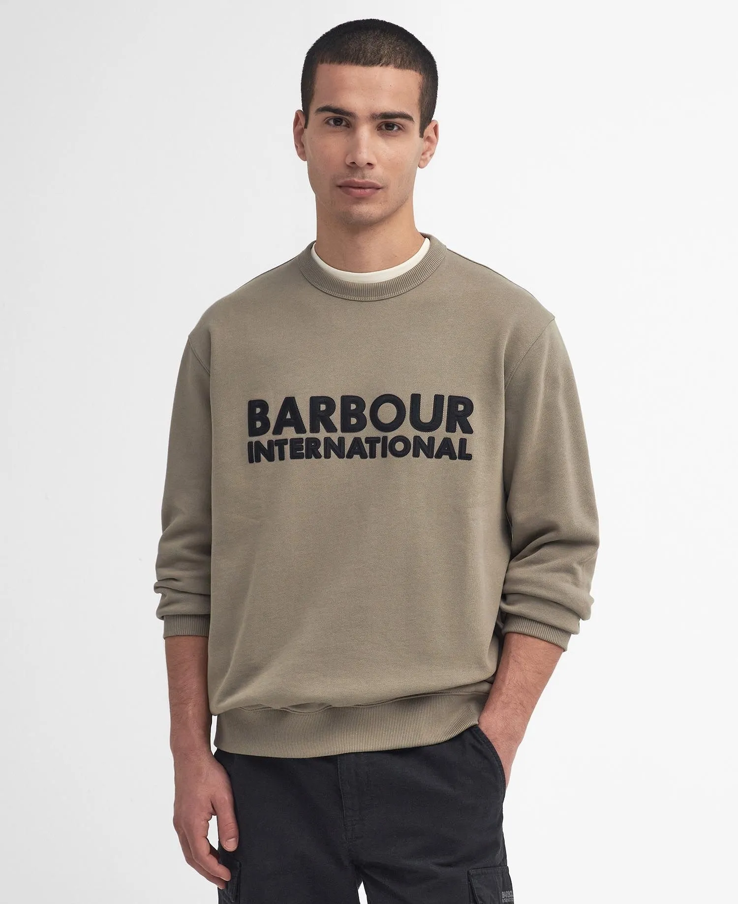 BARBOUR INTERNATIONAL OTIS LOGO SWEATSHIRT BRINDLE