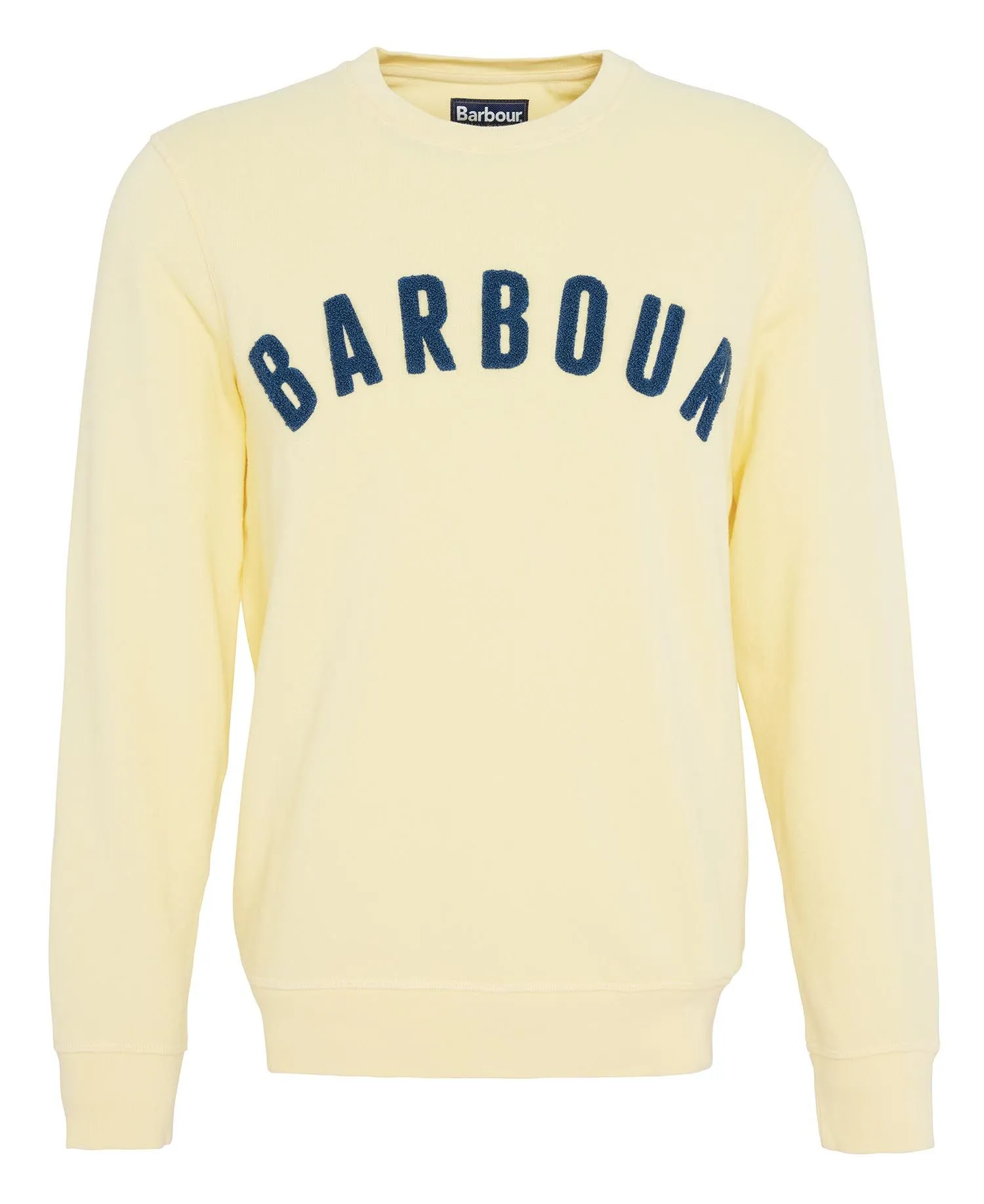 BARBOUR PREP LOGO CREW MENS SWEATSHIRT HERITAGE LEMON