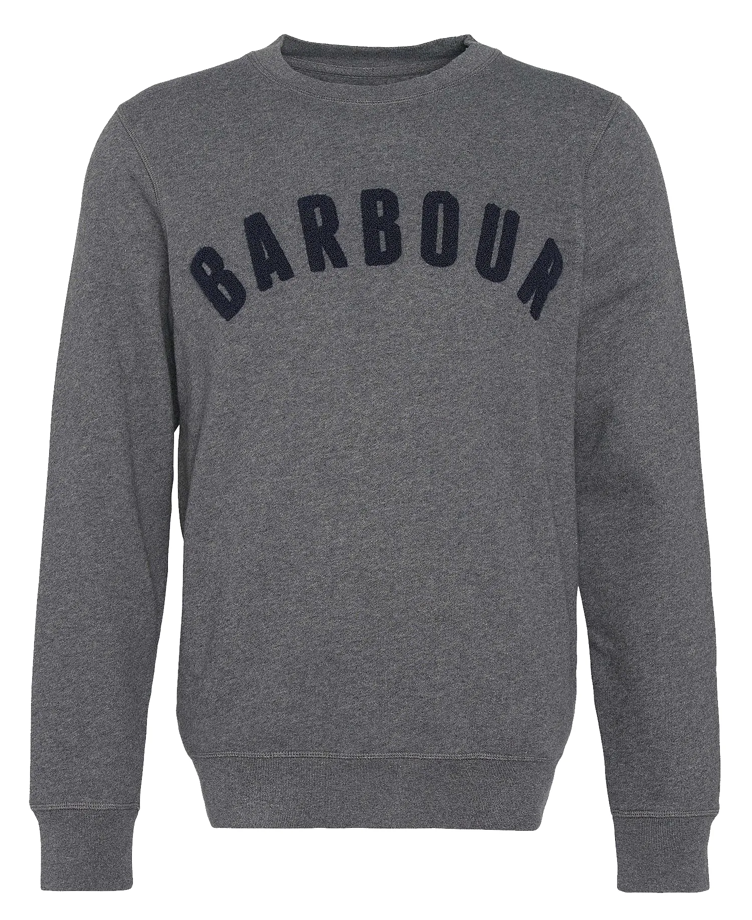 BARBOUR PREP LOGO CREW MENS SWEATSHIRT HERITAGE MID GREY MARL