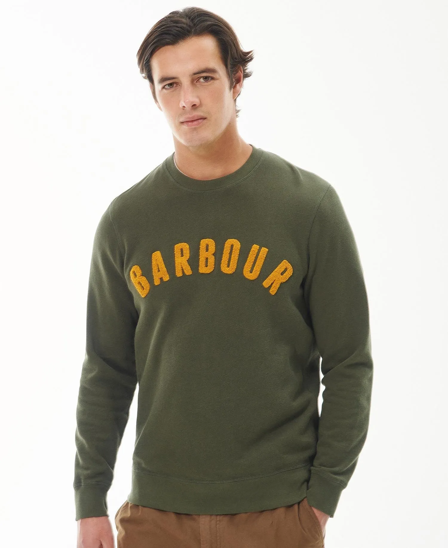 BARBOUR PREP LOGO CREW MENS SWEATSHIRT OLIVE