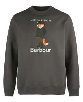 BARBOUR X MAISON KITSUNÉ BEAUFORT FOX SWEATSHIRT UNIFORM GREEN