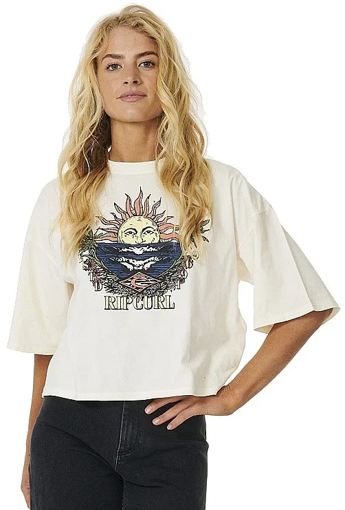 camisa Rip Curl Shore Break Heritage Crop - Bone - women´s