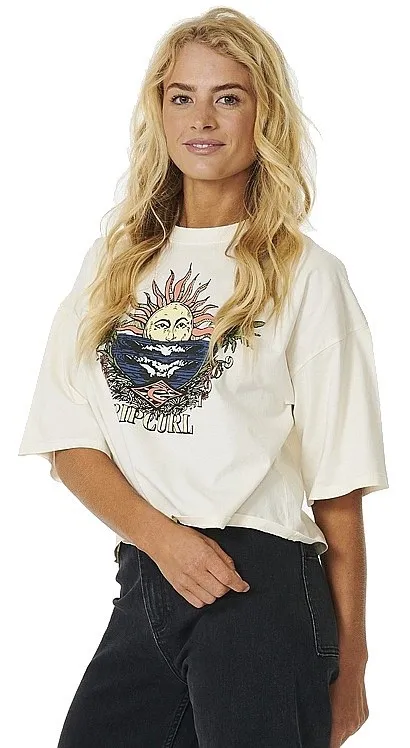 camisa Rip Curl Shore Break Heritage Crop - Bone - women´s