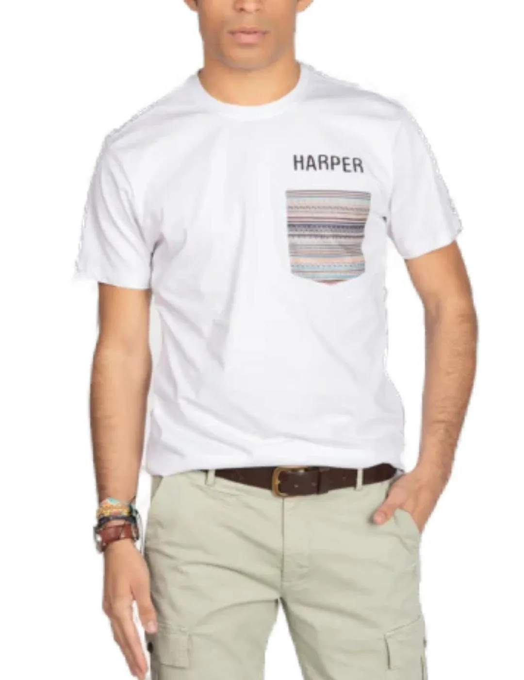 Camiseta Harper&Neyer Pocket blanca manga corta para hombre