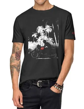 Camiseta Replay negra palmeras manga corta para hombre