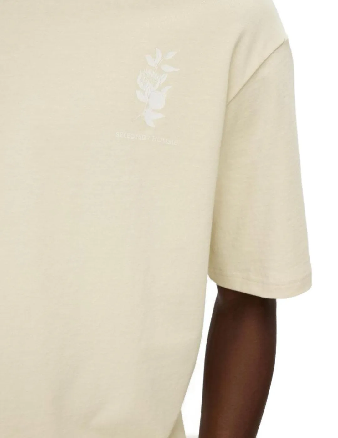 Camiseta Selected Corby beige claro manga corta para hombre