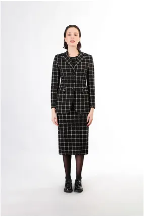 chaqueta de abotonadura sencilla en tejido jacquard multiblack plaid