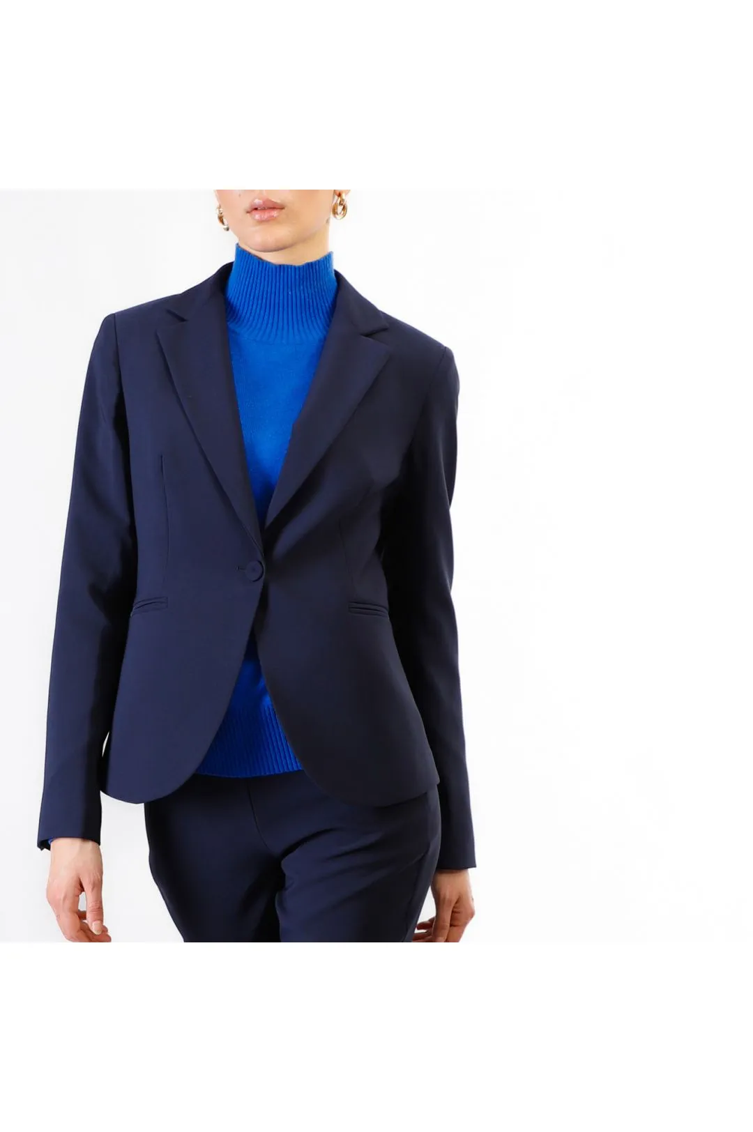 chaqueta de tejido bielástico con botonadura sencilla navy