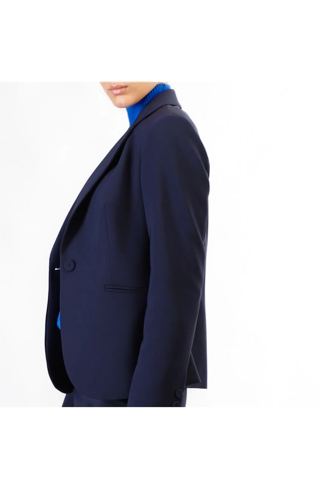 chaqueta de tejido bielástico con botonadura sencilla navy