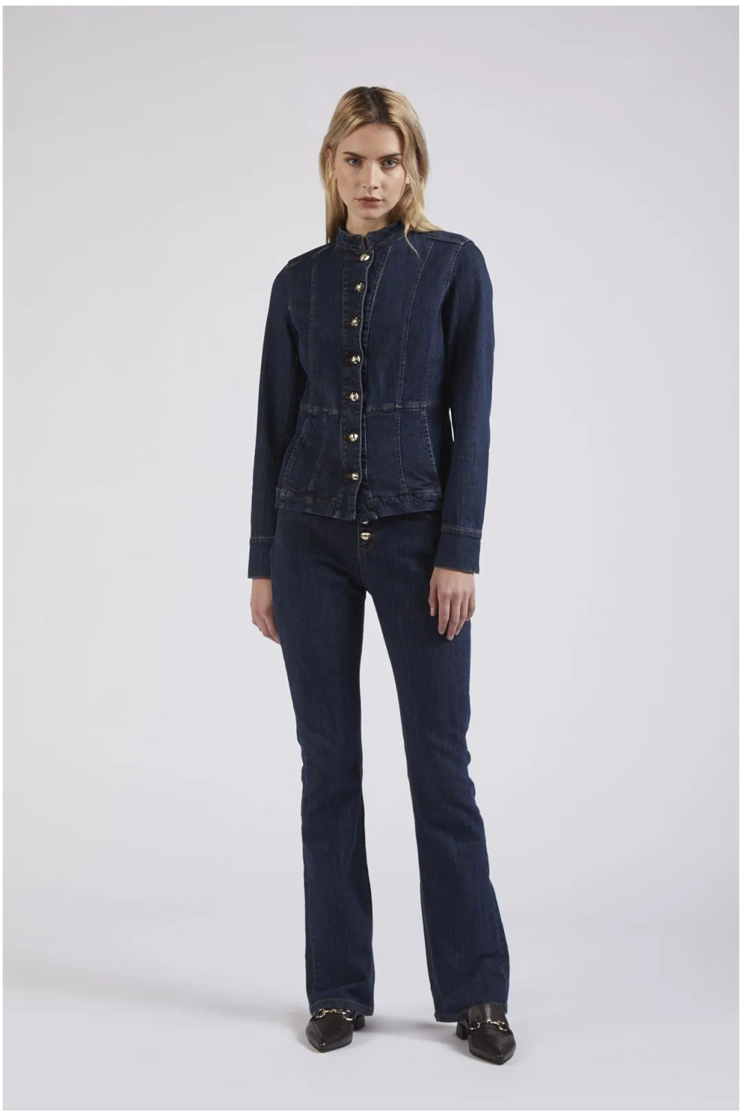 chaqueta slim de denim medium darck blu