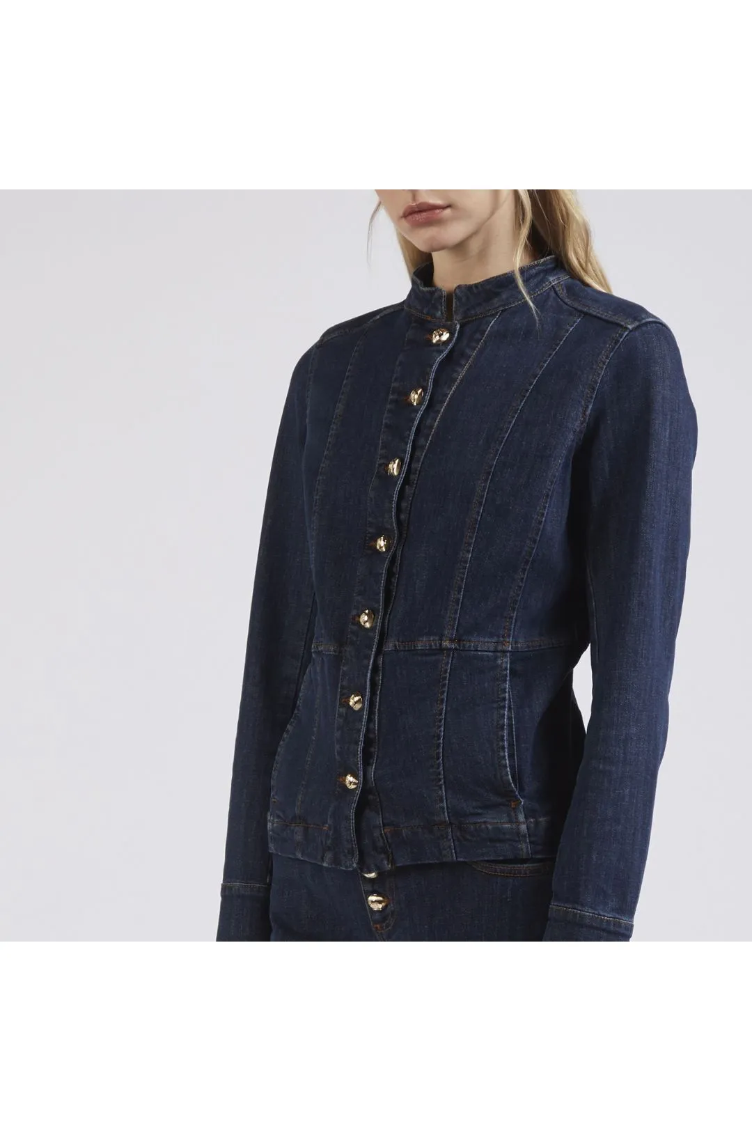 chaqueta slim de denim medium darck blu