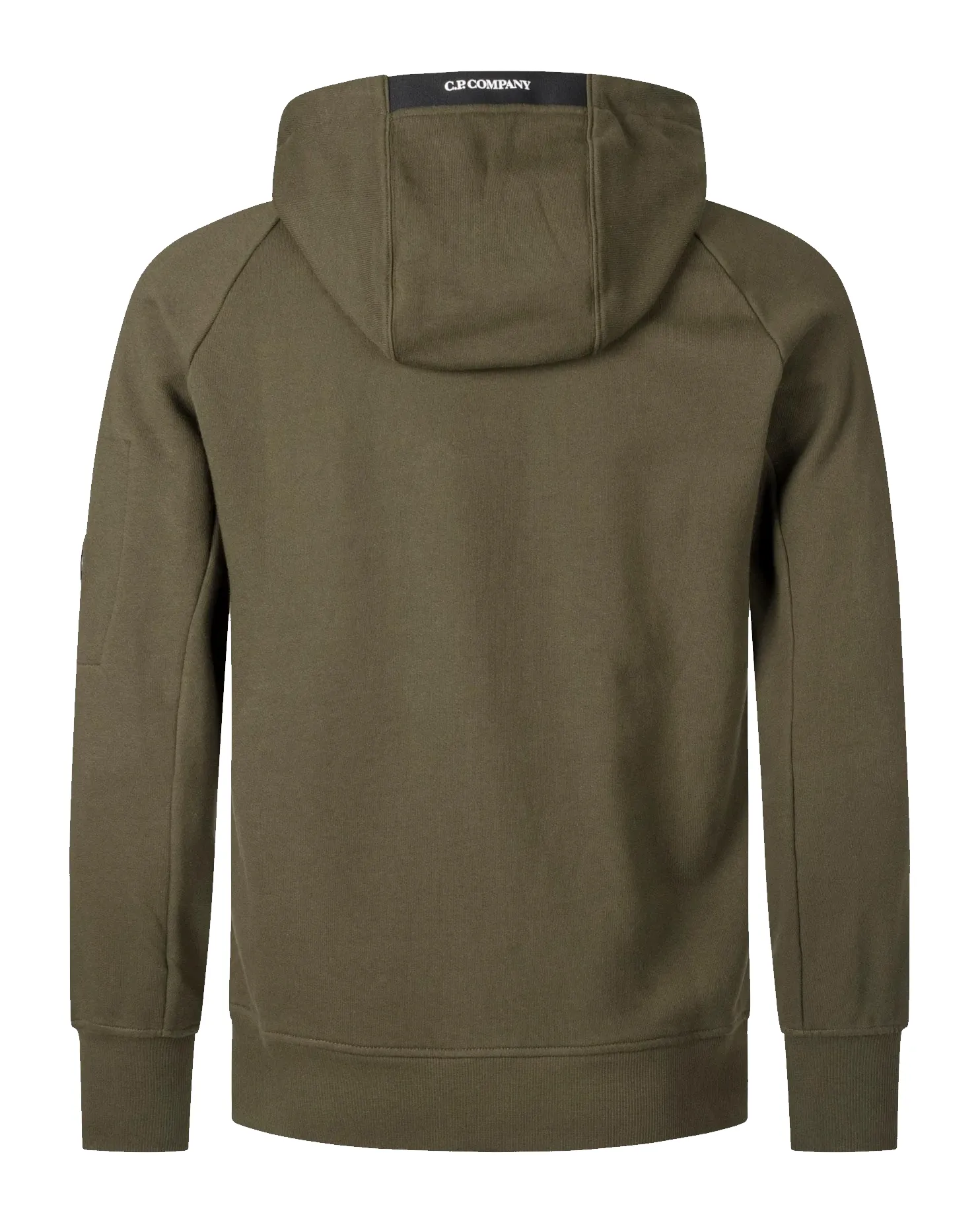 C.P. COMPANY DIAGONAL RAISED FLEECE ZIPPED HOODED SWEATSHIRT IVY GREEN