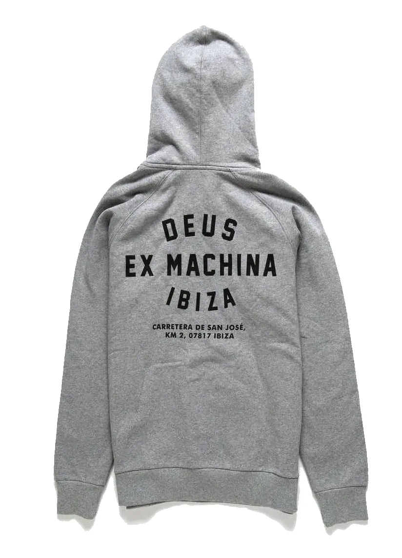 DEUS EX MACHINA IBIZA ADRESS HOODIE SWEATSHIRT GREY MARLE