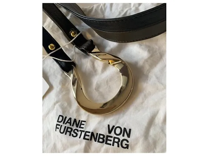 Diane Von Furstenberg Cinturones Negro Gold hardware 