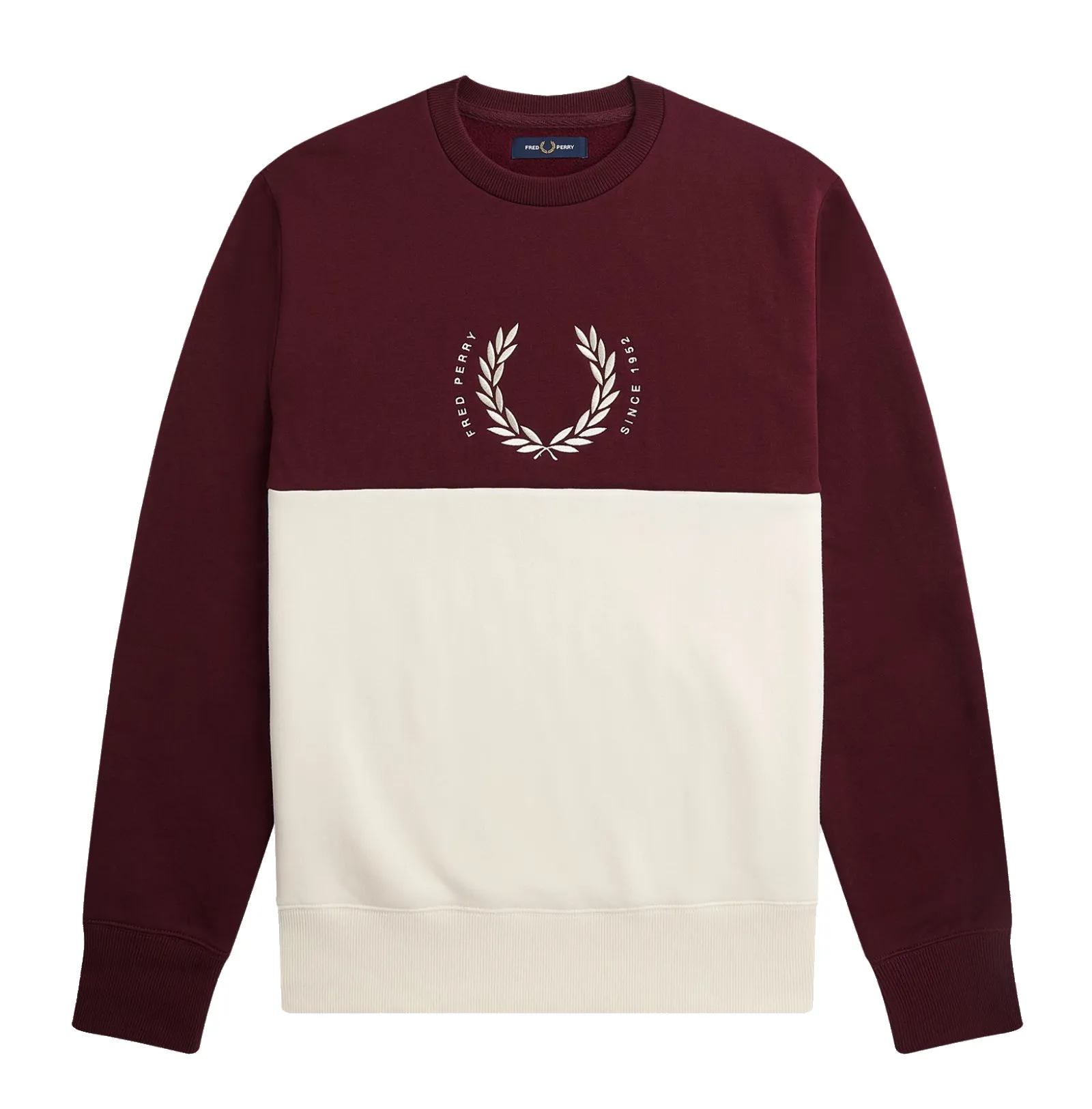 FRED PERRY CIRCLE COLOUR BLOCK SWEATSHIRT OXBLOOD