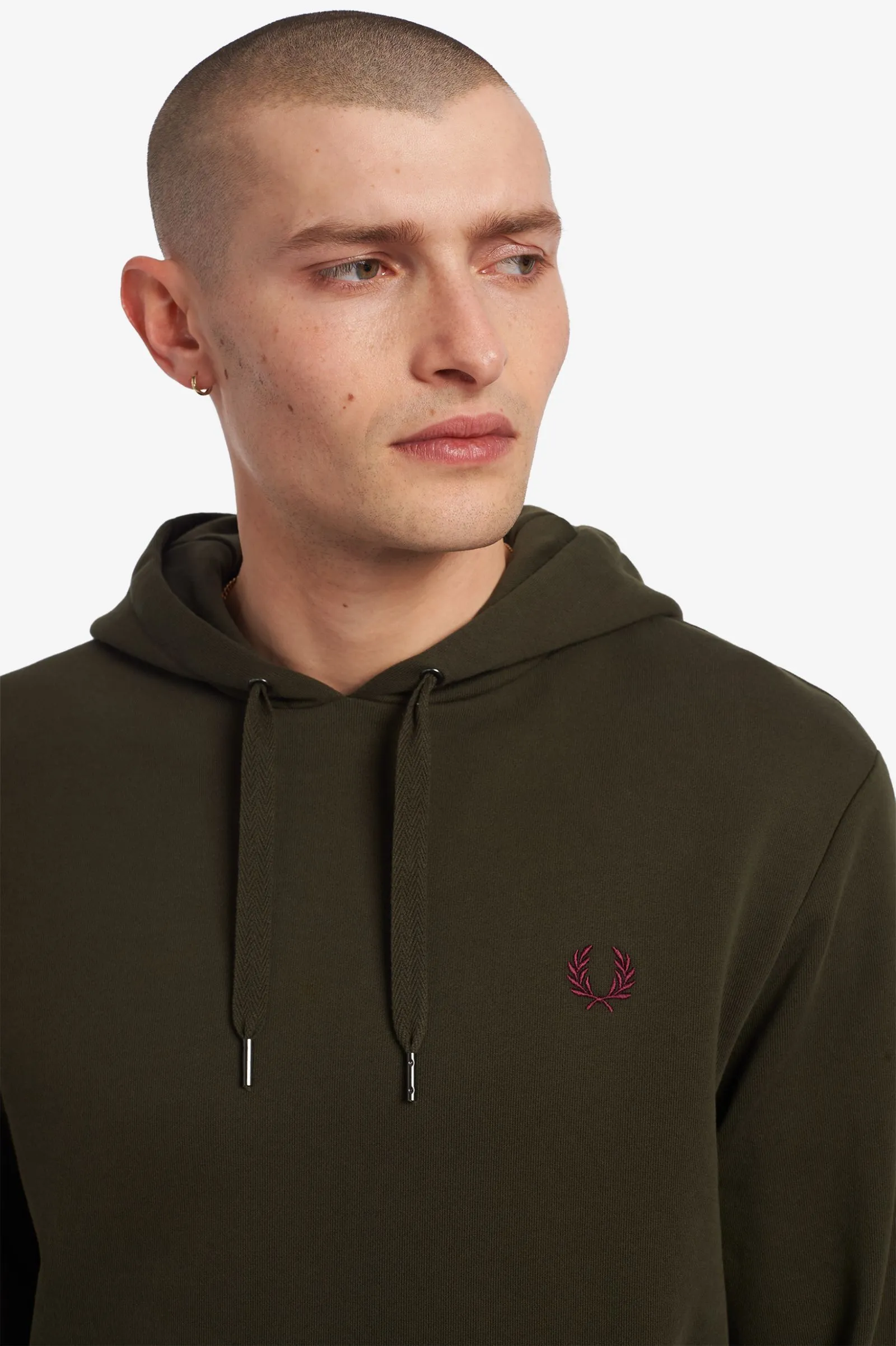 FRED PERRY EMBROIDERED HOODED SWEATSHIRT HUNTING GREEN