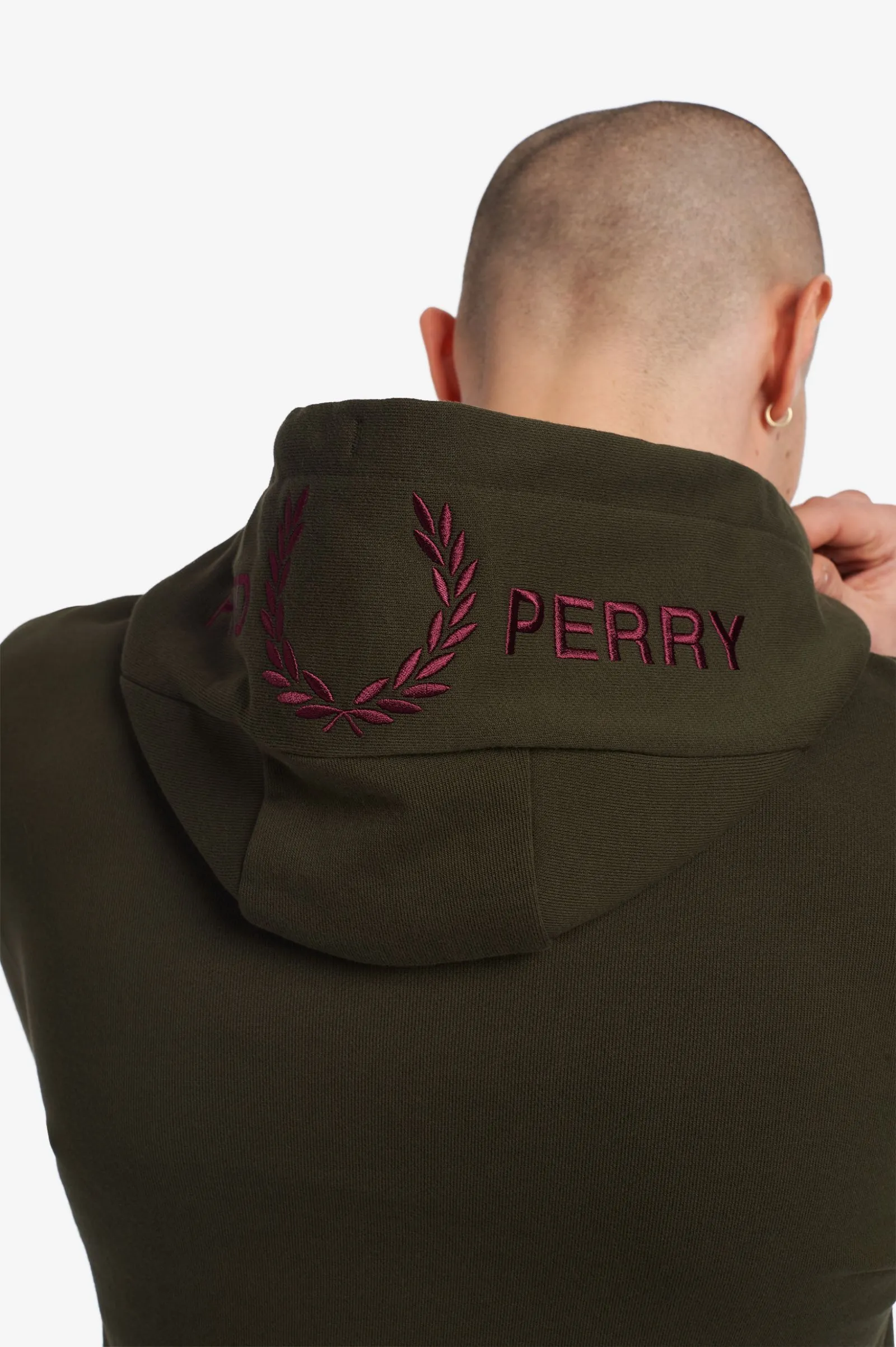 FRED PERRY EMBROIDERED HOODED SWEATSHIRT HUNTING GREEN