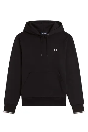 FRED PERRY TIPPED HOODED SWEATSHIRT BLACK