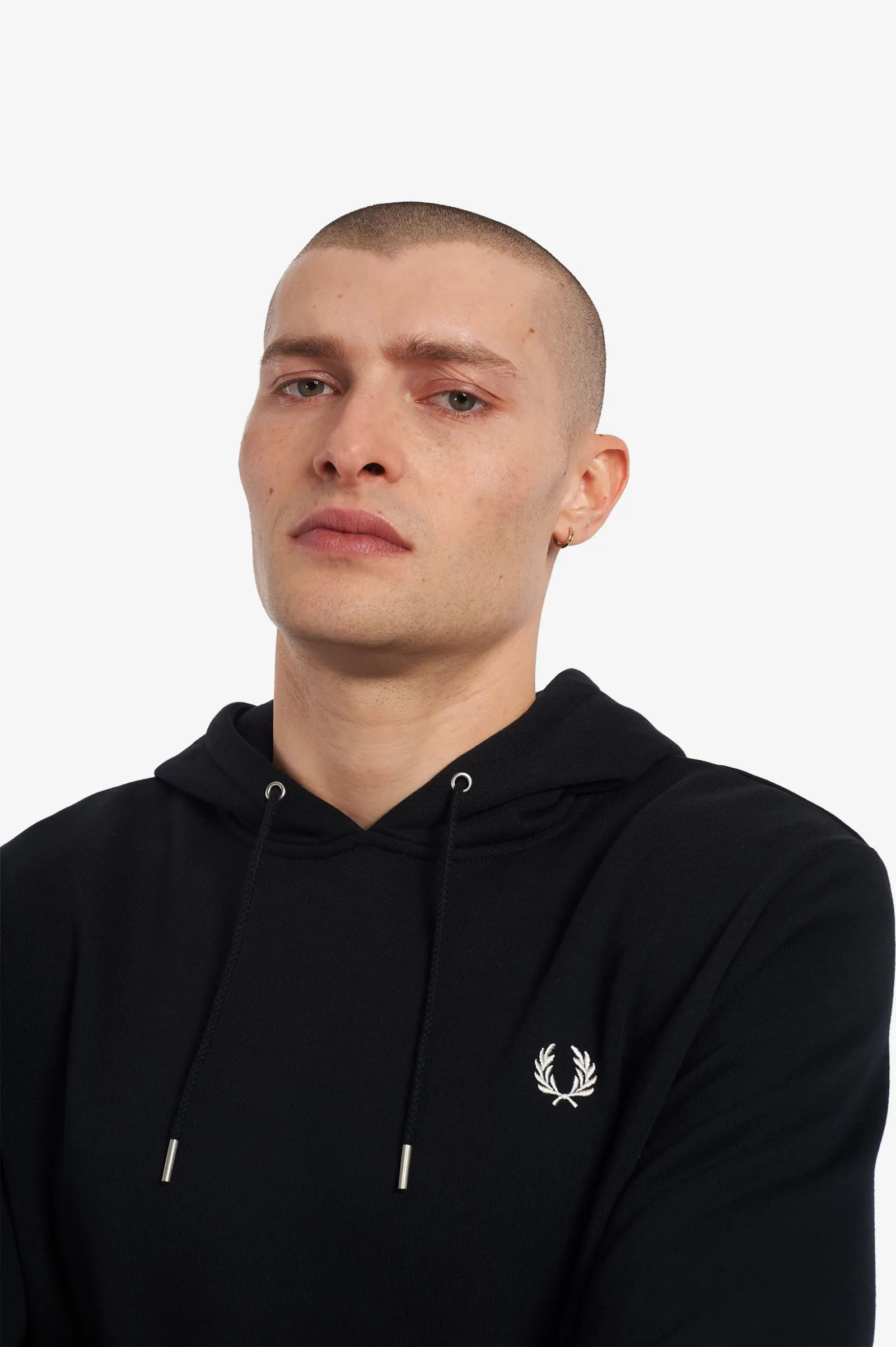 FRED PERRY TIPPED HOODED SWEATSHIRT BLACK