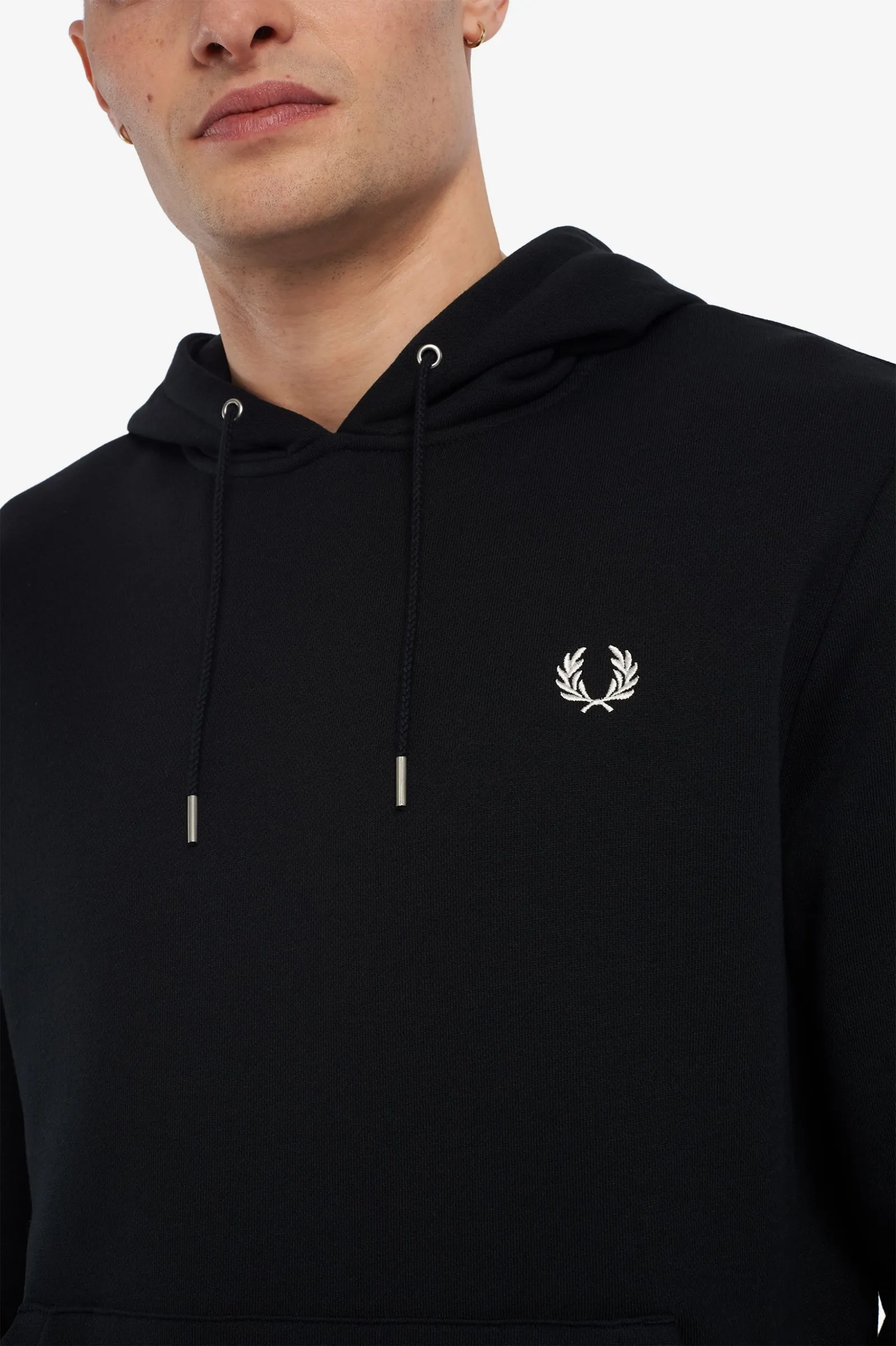 FRED PERRY TIPPED HOODED SWEATSHIRT BLACK