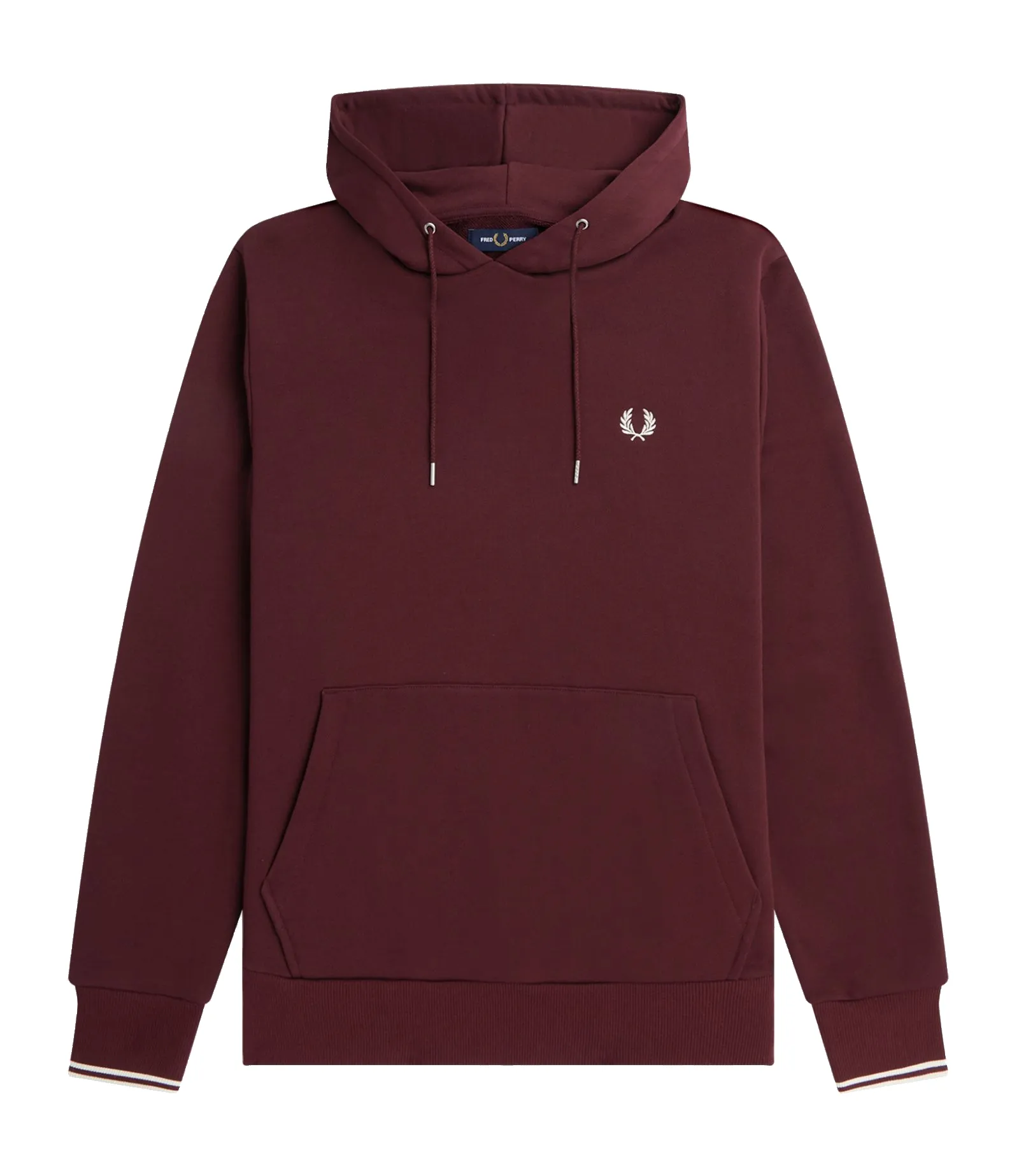 FRED PERRY TIPPED HOODED SWEATSHIRT DARK RED