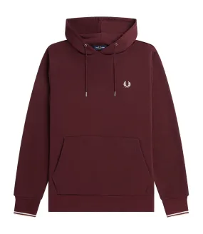 FRED PERRY TIPPED HOODED SWEATSHIRT DARK RED