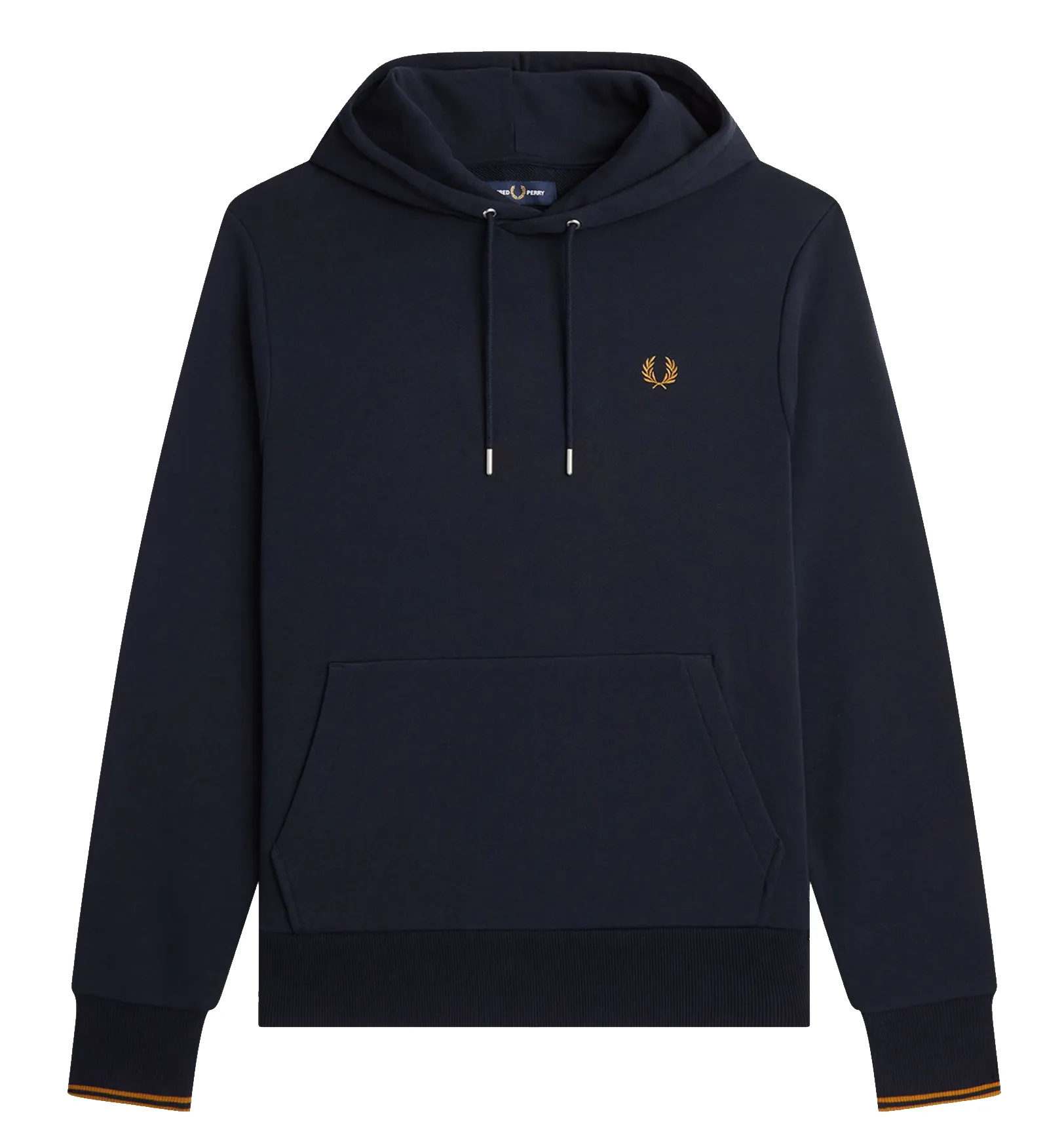 FRED PERRY TIPPED HOODED SWEATSHIRT NAVY & DARK CARAMEL