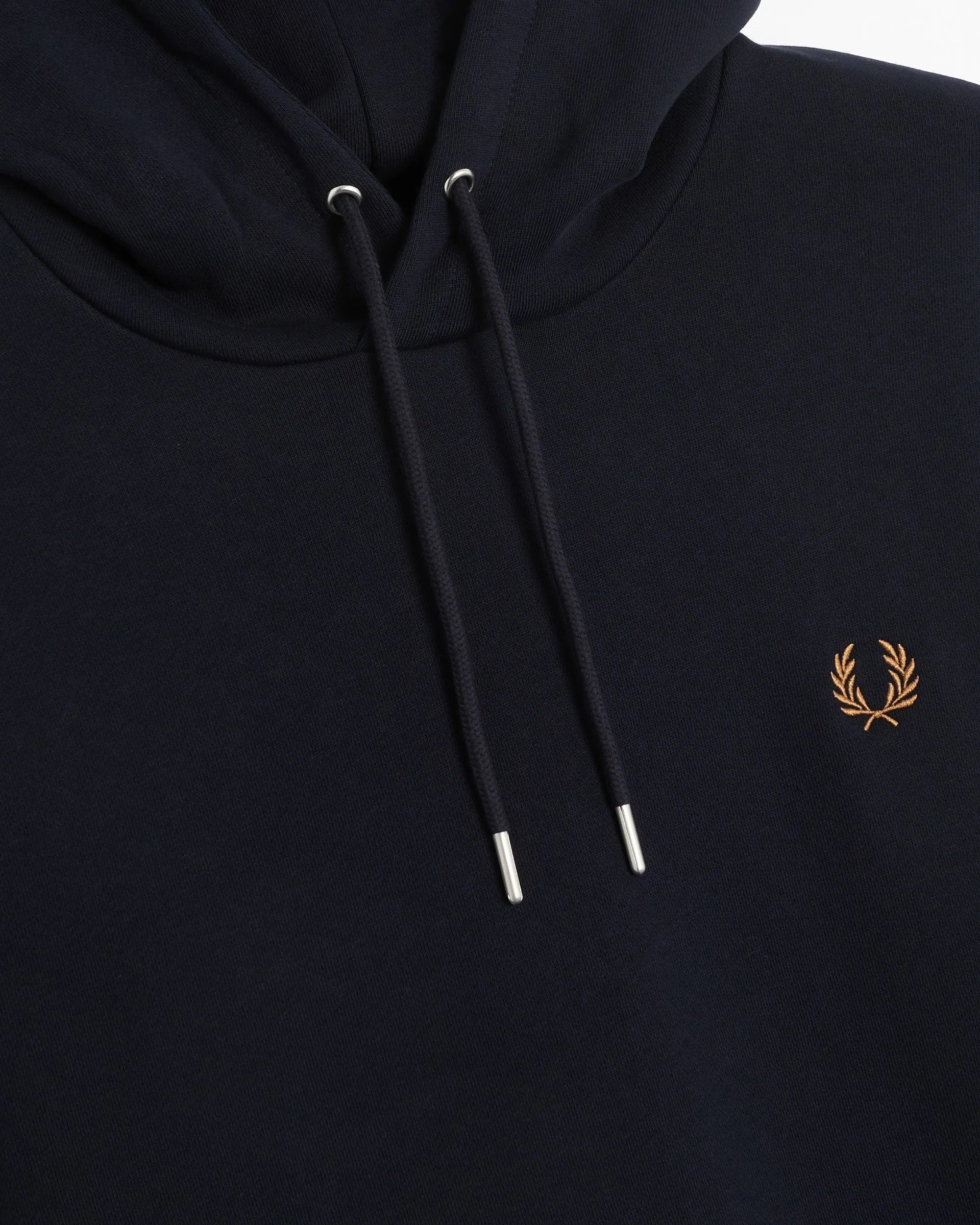 FRED PERRY TIPPED HOODED SWEATSHIRT NAVY & DARK CARAMEL