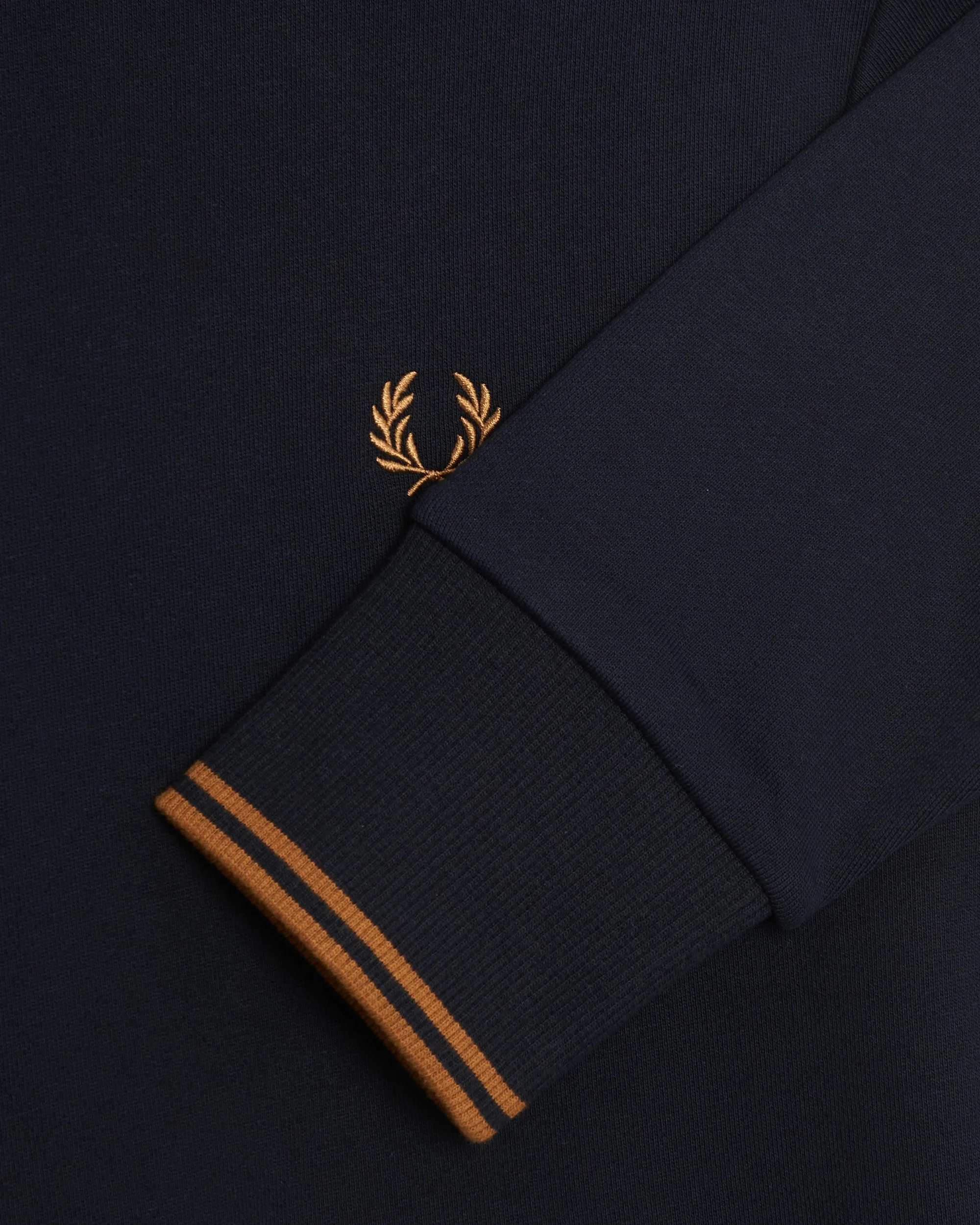 FRED PERRY TIPPED HOODED SWEATSHIRT NAVY & DARK CARAMEL