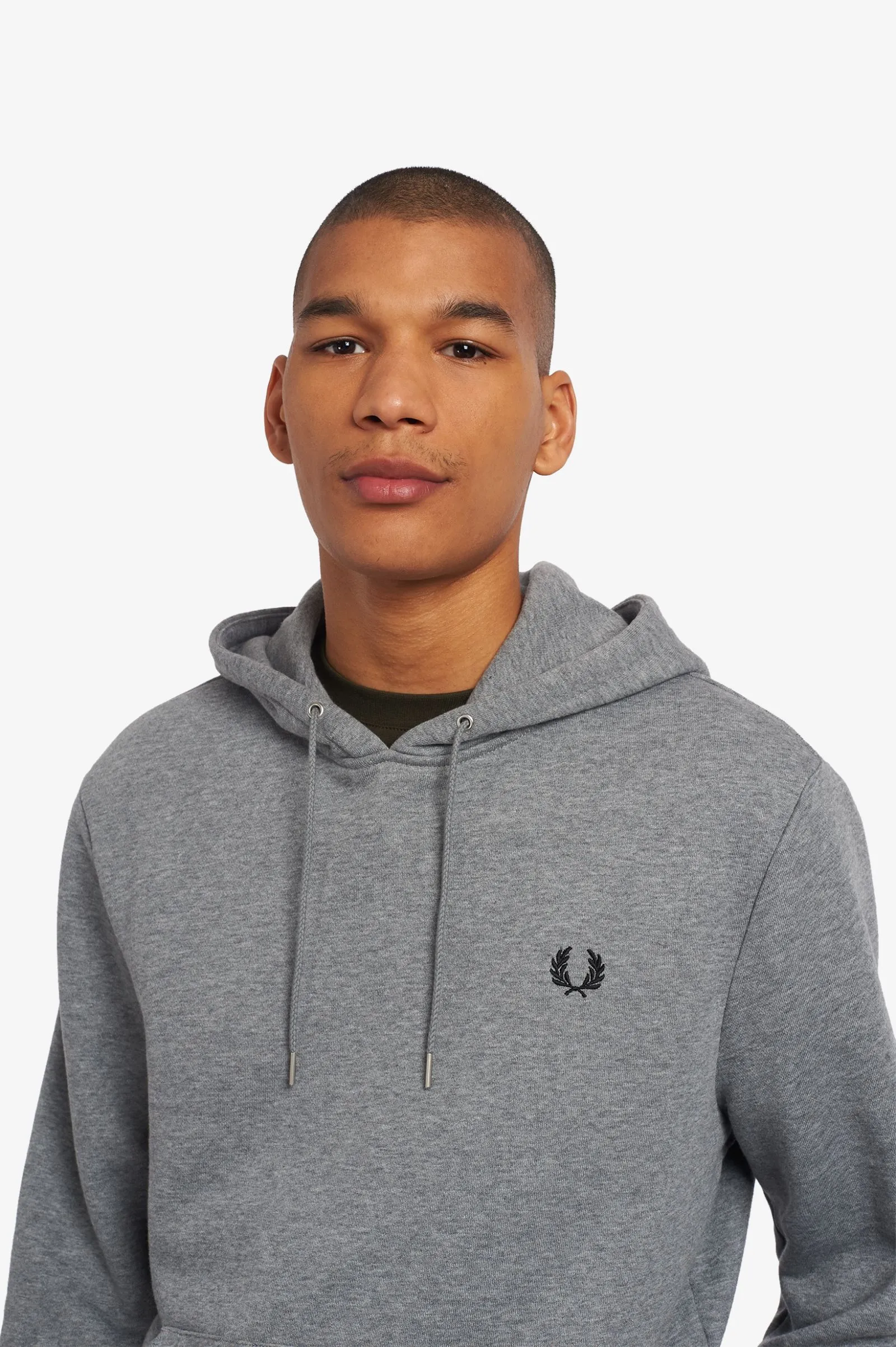 FRED PERRY TIPPED HOODED SWEATSHIRT STEEL MARL