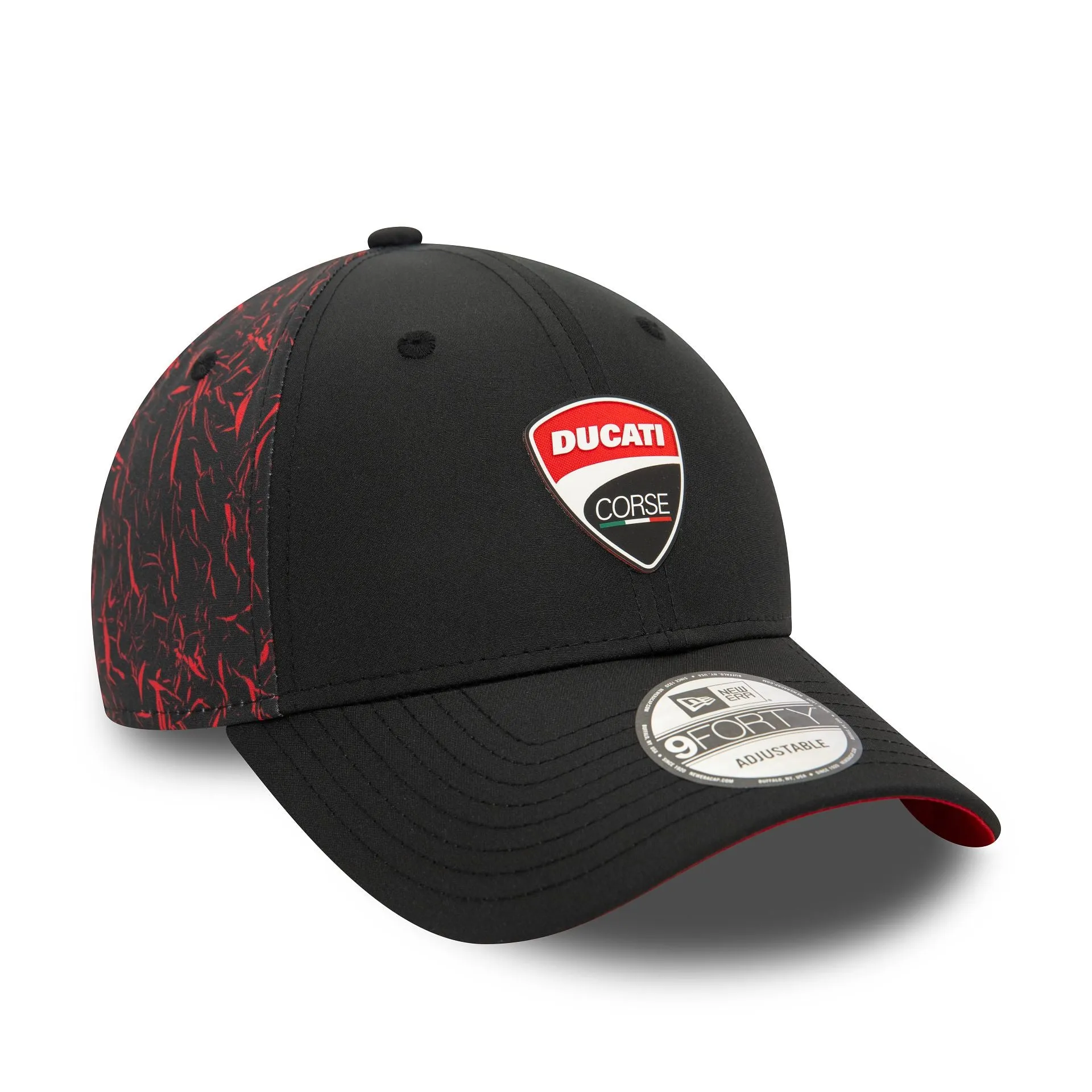 Gorra ajustable Ducati Motor Logo Crinkle con estampado completo en negro 9FORTY.