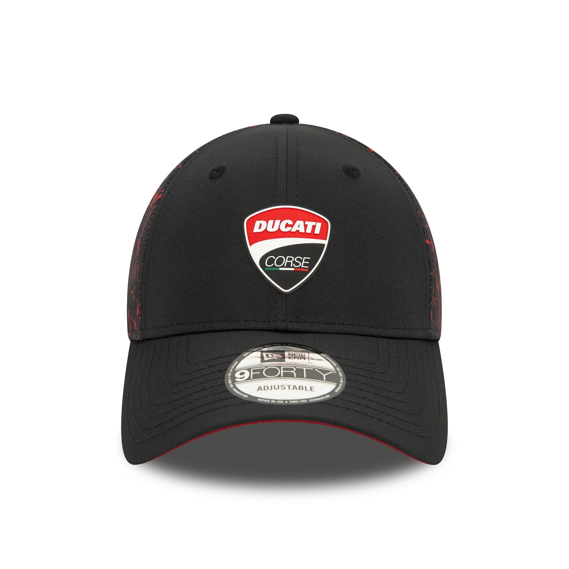 Gorra ajustable Ducati Motor Logo Crinkle con estampado completo en negro 9FORTY.