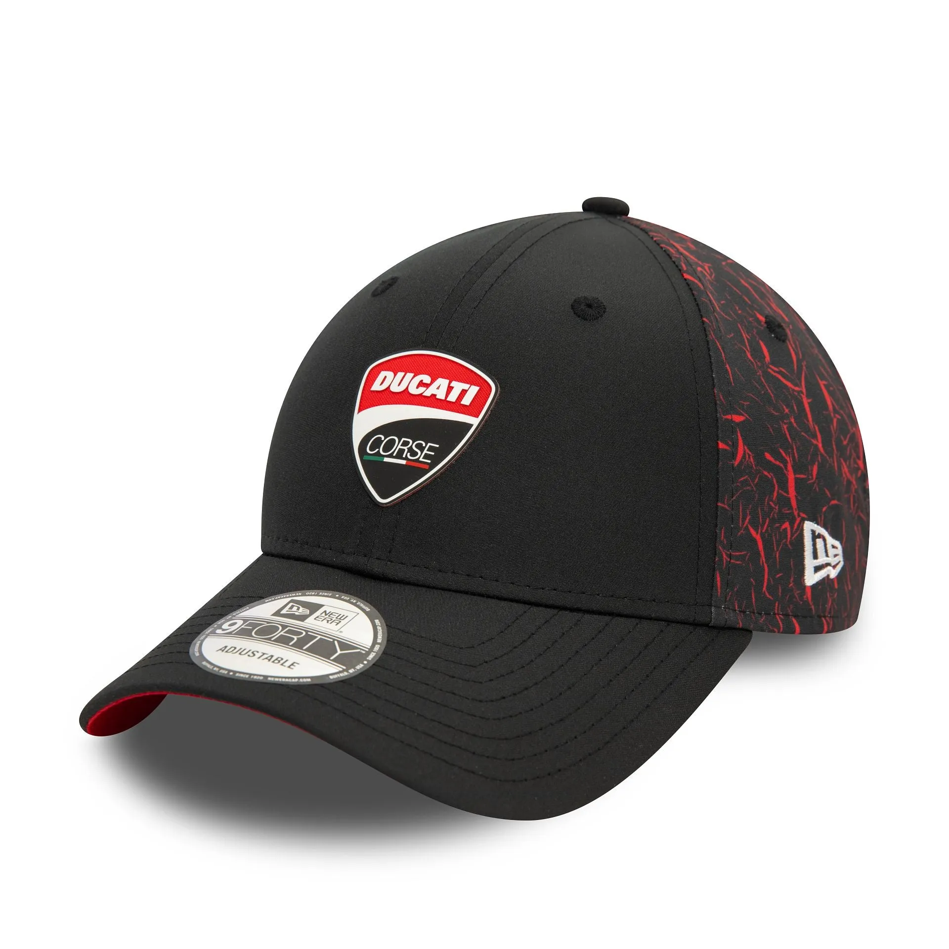 Gorra ajustable Ducati Motor Logo Crinkle con estampado completo en negro 9FORTY.