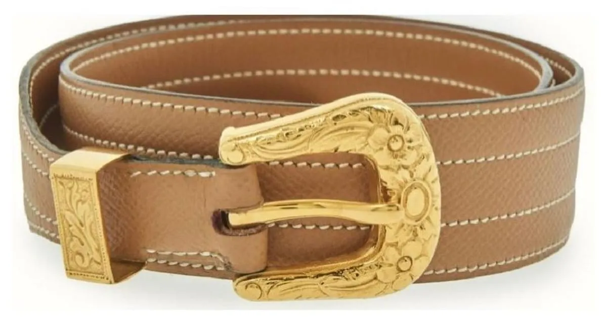 Hermès Cinturones Caramelo Gold hardware 