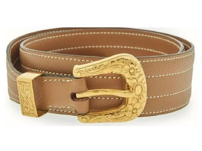 Hermès Cinturones Caramelo Gold hardware 