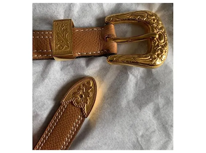 Hermès Cinturones Caramelo Gold hardware 