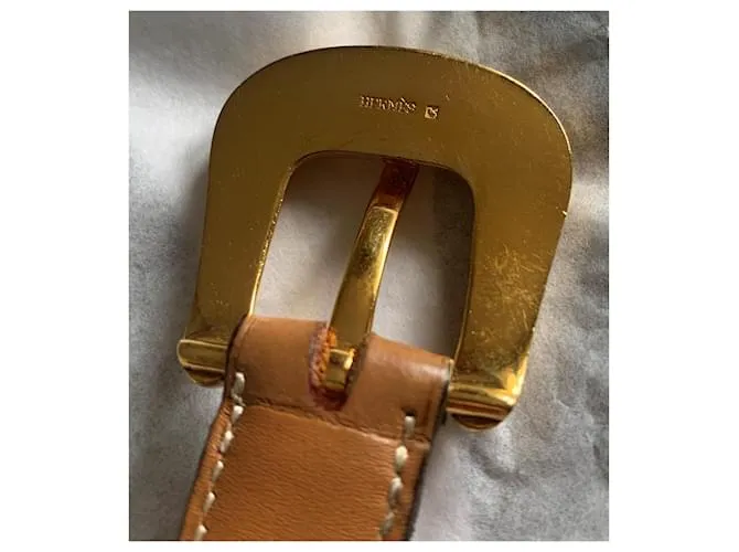 Hermès Cinturones Caramelo Gold hardware 