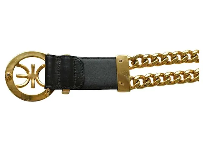 Iceberg Cinturones Negro Gold hardware 