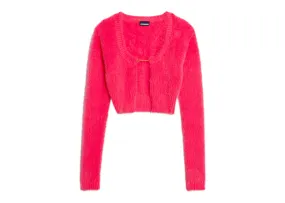 Jacquemus La Maille Neve Manches Longues Fluffy Charm Logo Cardigan