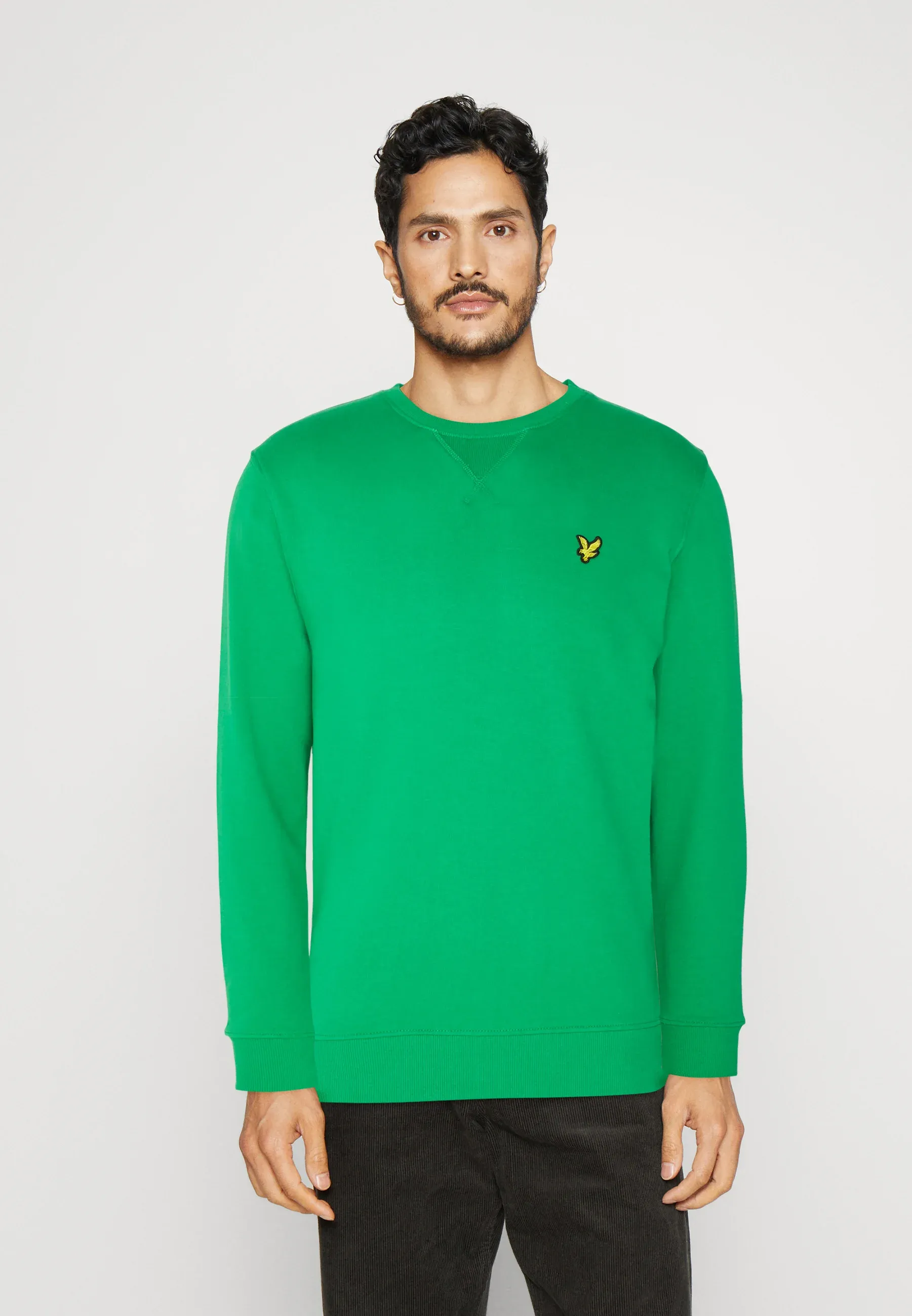 LYLE & SCOTT CREW NECK SWEATSHIRT GRID GREEN