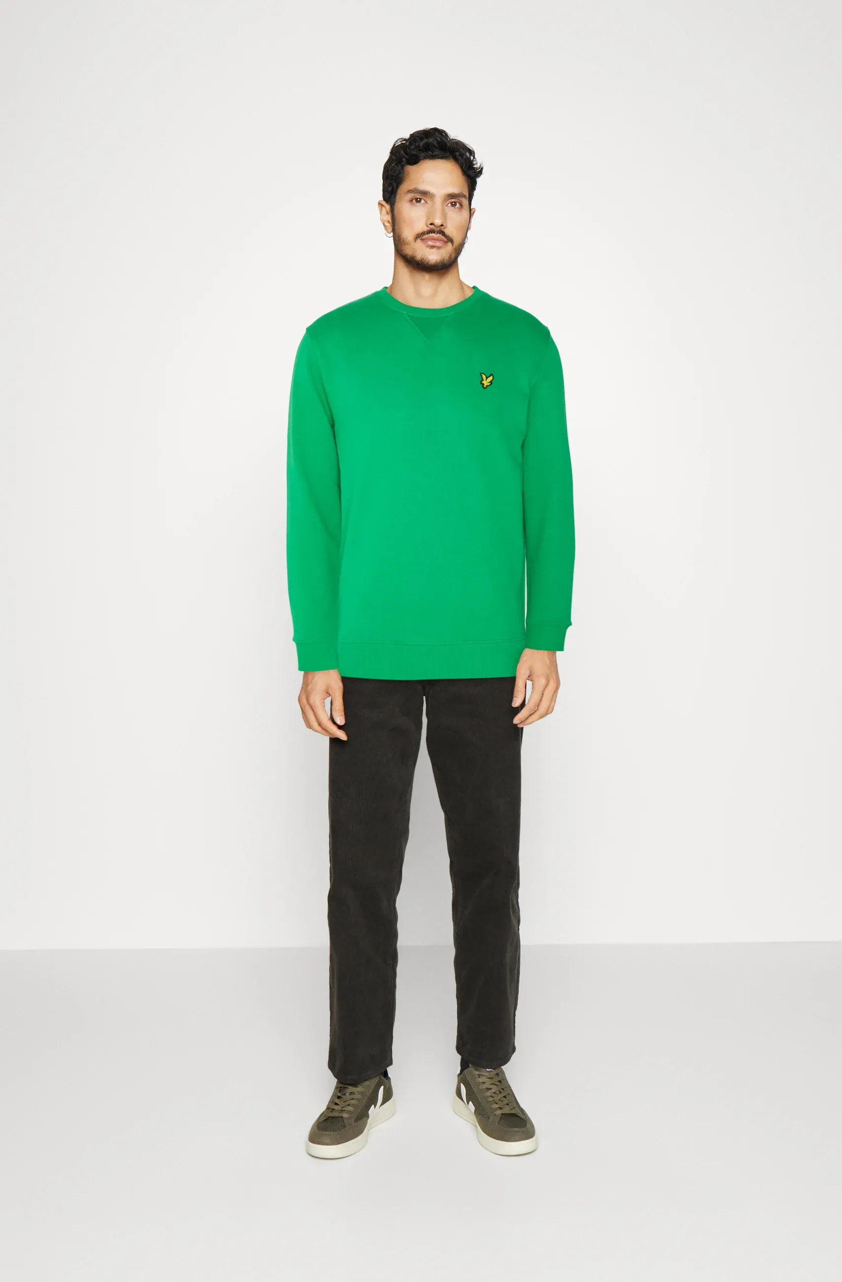 LYLE & SCOTT CREW NECK SWEATSHIRT GRID GREEN