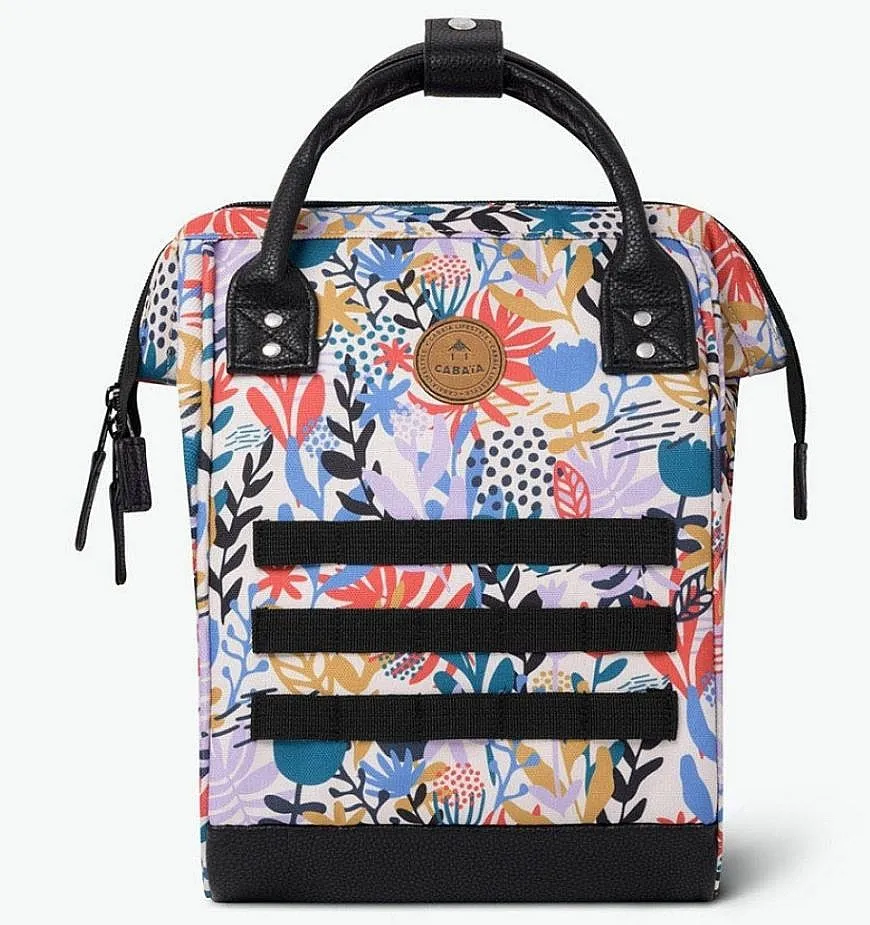 mochila Cabaia Lusaka S - Black Graphic Flowers