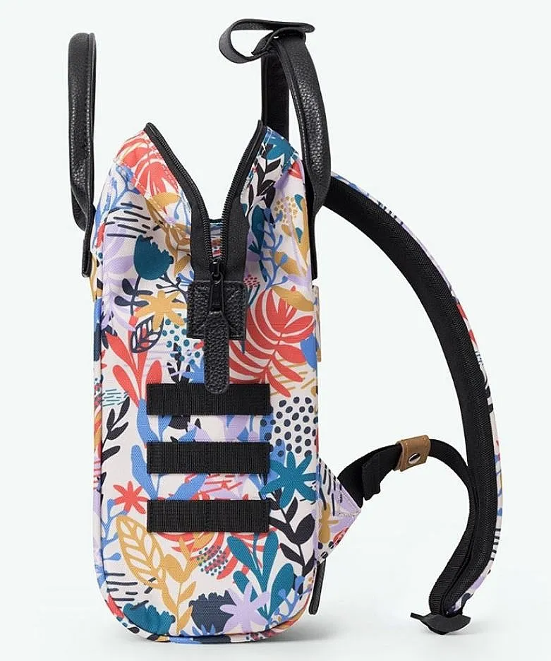 mochila Cabaia Lusaka S - Black Graphic Flowers