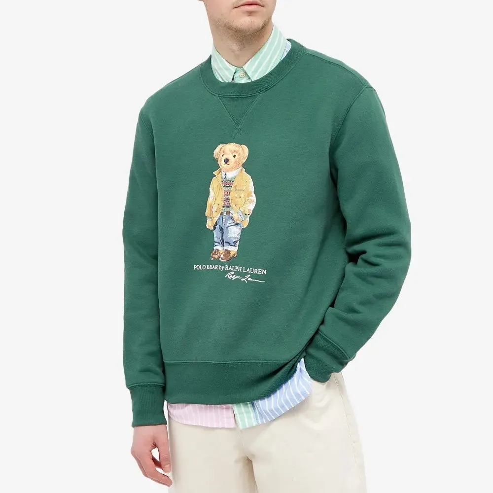 POLO RALPH LAUREN SMART BEAR CREW NECK SWEATSHIRT GREEN