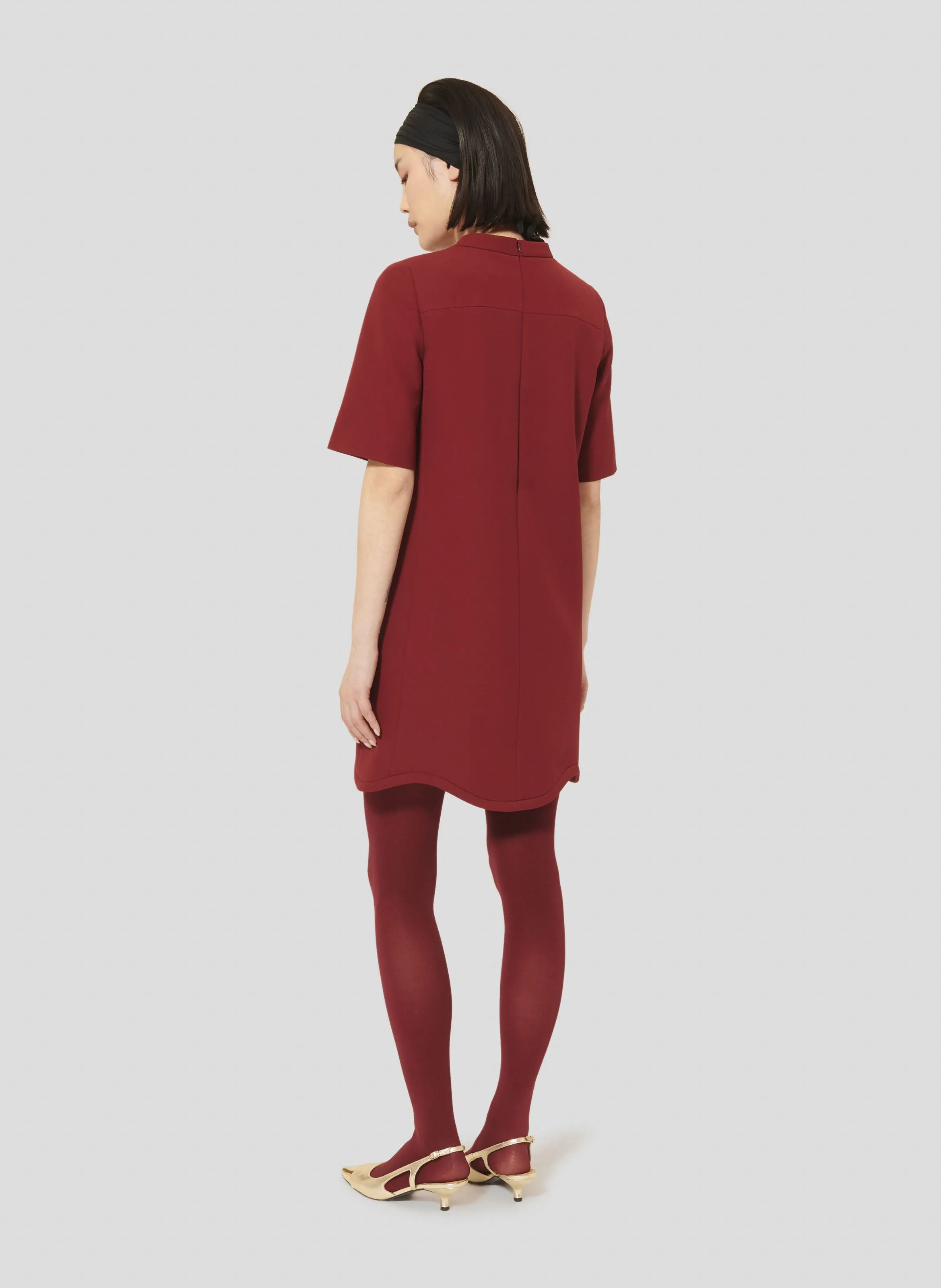 RAYME - Vestido midi festoneado en rojo