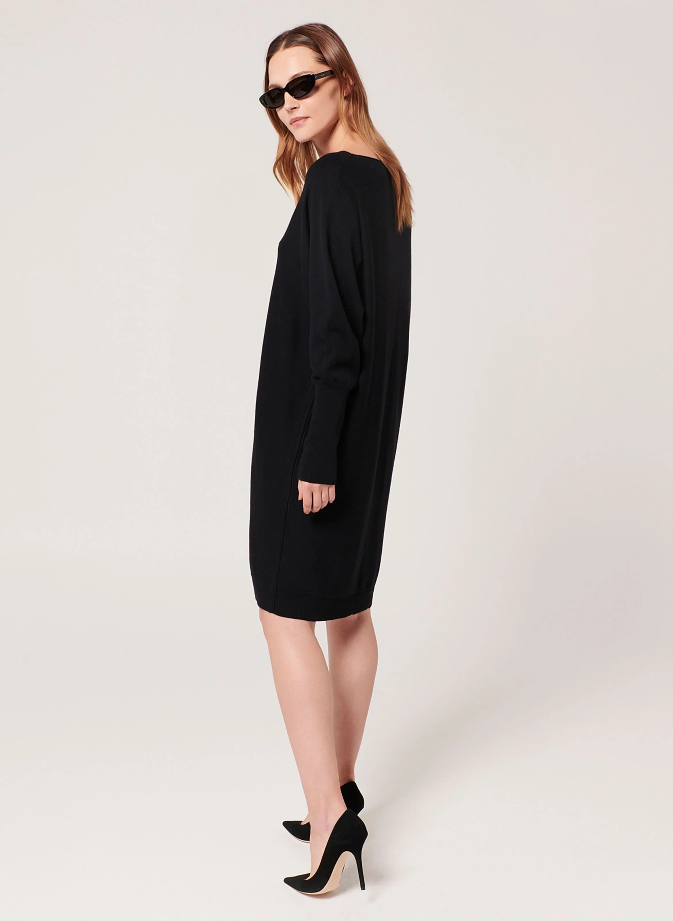 RENDY - Vestido de punto oversize en negro