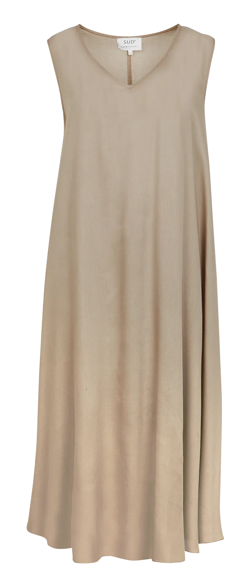 RIMITI - Vestido midi holgado sin mangas en beige