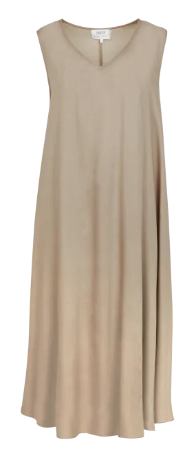 RIMITI - Vestido midi holgado sin mangas en beige